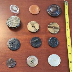 Larger Vintage Button Lot- Assorted Black, Brown, Cream, Tan